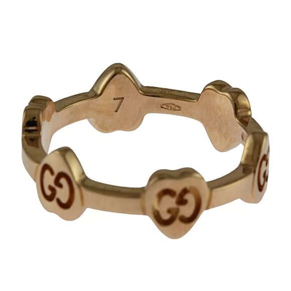 GUCCI Ring US 4 EU47 K18 Pink Gold Heart Icon used - Picture 6 of 7
